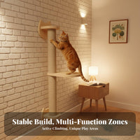 Solid Wood Wall-Mounted Cat Tree Space-Saving Cat Wall Furniture Integrated Design for Pet Lovers, Apartment Dwellers, Small Areas, Indoors, Apartments, Living Room