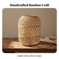 Natural Material Chinese Aesthetic Hanging Light Shade Vintage Look Handmade Bamboo Lantern Artistic Shape Bamboo Woven Lampshade Easy Installation for Interior Designers, Restaurant Owners, Dining Room, Wedding Venue, Guesthouse, Bedroom