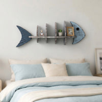 fishes skeleton Wall Shelf Nautical Wooden fishes skeleton Wall Decor Decorative fishes Shaped Shelf for Bedroom
