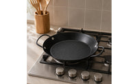 Base Round Stainless Steel Frying Pan Flat Wide Surface Shallow Nonstick Pan Induction Ready Double Loop Handle Skillet Easy to Clean for Stovetop