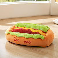 Soft Hot Dog Pet Bed Bolster Hot Dog Bed Soft Washer and Dryer Friendly for Young Dogs