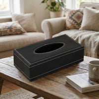 Tissue Box Holder for Home Office and Car Tissues, PU Leather Rectangular Tissue Boxes with Stitched Edge, Sun Visor Car Interior, Modern Style