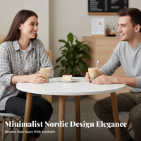 Nordic Design Round 4-Person Table Minimalist Design Cafe Furniture Space Saving Stable Base for Apartment Dwellers, Homeowners, Families, Dining Room, Coffee Bar, Office, Kitchen