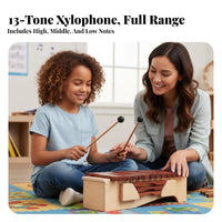 Acoustic Xylophone Removable Keys Acoustic Metallophone Includes Mallets 13-Note Glockenspiel for Students, Beginners, Music Classroom, Home School