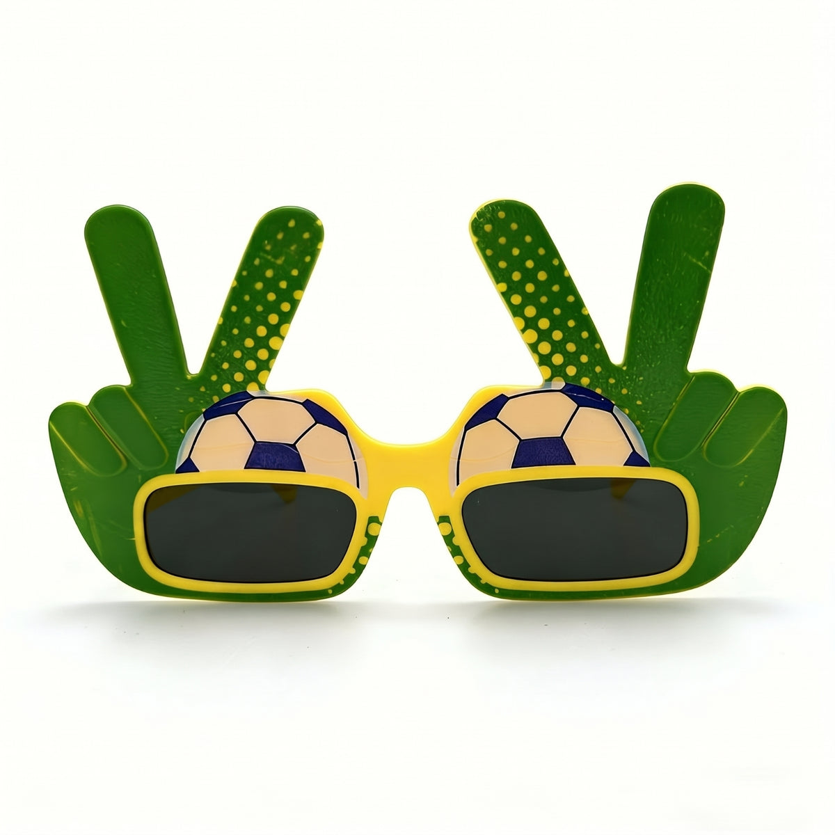 Yellow Edging Brazil Football Glasses Rectangular Lenses Hand Sign Glasses Oversized Frame Themed Eyeglasses Lightweight