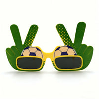Yellow Edging Brazil Football Glasses Rectangular Lenses Hand Sign Glasses Oversized Frame Themed Eyeglasses Lightweight