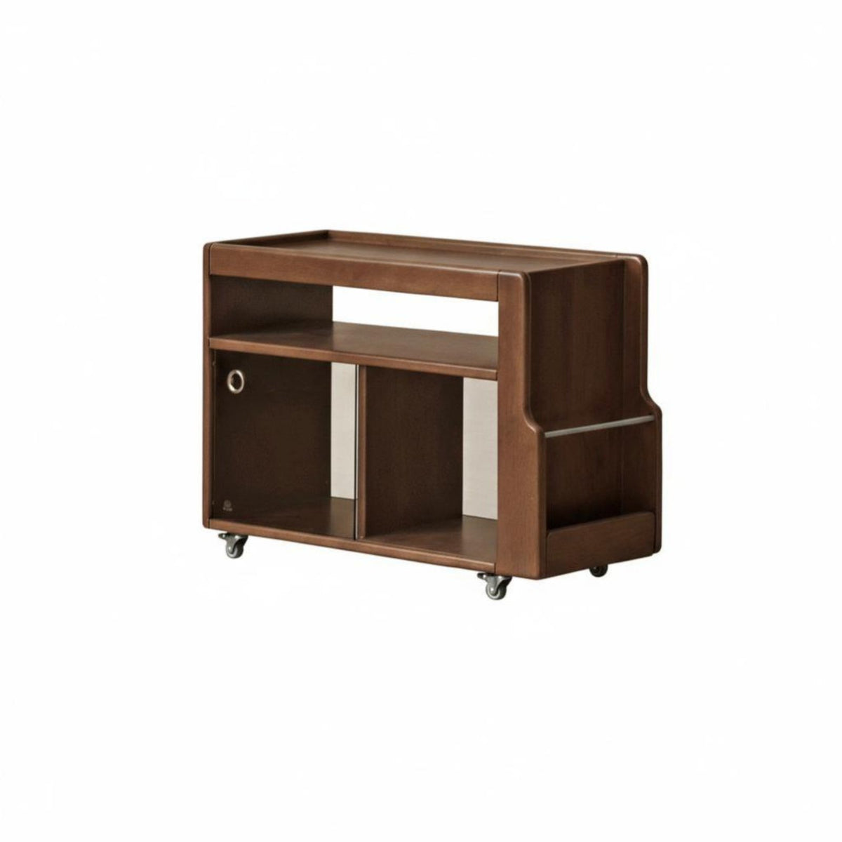 sturdy Wood Construction Rolling Tea Trolley Retro look 2-Tier Rolling Cart Mobile Design with Casters Side Table Multi-Functional for Homeowners, Apartment Dwellers, Entertainers, Living Room, Bedroom, Office, Reception Area
