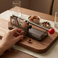 Stainless Steel Manual Nutcracker Long Handle Adjustable Nutcracker Metal Lever Manual Nut Sheller Transparent Base