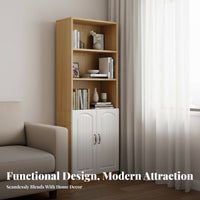 Floor-Standing Narrow Cabinet Shelf Multi-Layer Design Narrow Shelving Cabinet with Doors Space-Saving Bookcase Freestanding for Children, Apartment Dwellers, Homeowners, Small Areas, Living Room, Bedroom
