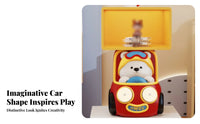 Playful Design Bear in-Car Side Table Multi-Functional children's Furniture Stable Base Nightstand Easy Assembly for Toddlers, Students, Bedroom, Playroom, Small Apartment, Guest Room