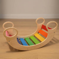 Wooden Climber Rockers Rounded Finish Slatted Rocking Curvedin-1 Arched Climbing Bridge for Playroom