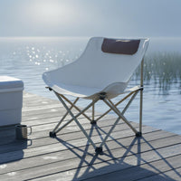 Foldable Moon Chair Armrests Camping Lounge Chair Lightweight Reclining Camping Seat Easy to Clean for Fishing, Picnic