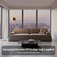 Straight-Line Block Sofa Light Luxury Design Couch Italian Inspired Living Room Furniture for Apartment Dwellers, Homeowners, Modern Home
