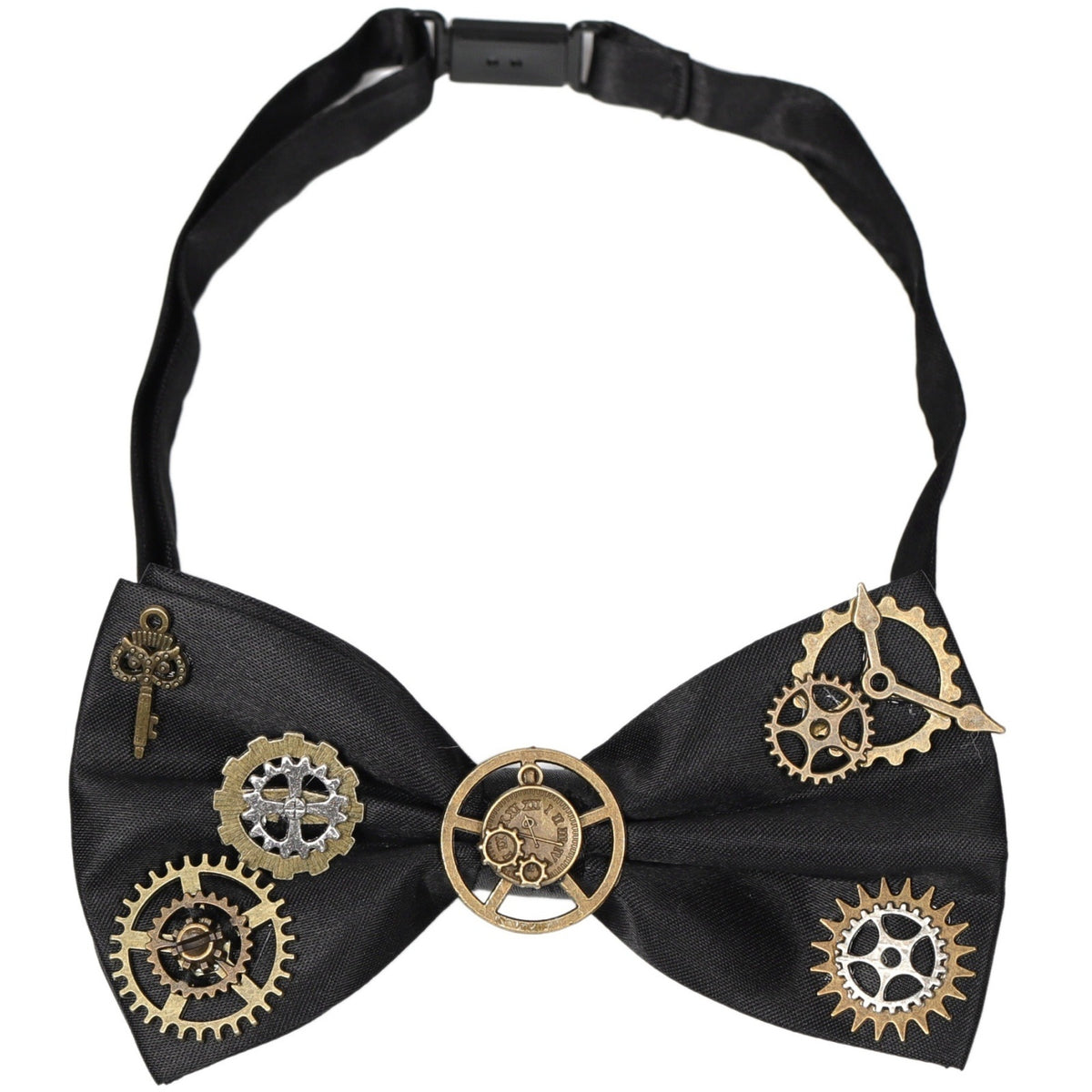 Steampunk Bow Tie Edgy Bow Tie with Gears Double-Layer Neckwear for Cosplay, Halloween