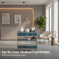 Thickened Frame Stainless Steel Medical Cart 360° Swivel Casters Multi-Tier Treatment Cart Resistant Rolling Instrument Trolley Easy to Clean for Beauticians, Hospitality Workers, Hospital, Operating Room, Oral Prevent Items from Sliding Ice