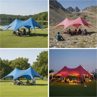 Star Canopy Tent Waterproof Two-Peaked Tent Tear-Resistant for Group Camping