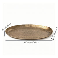 Oval Serving Tray Low-Profile Aluminum Tray Vintage-Retro-Styled Platter for Tea Service, Living Room