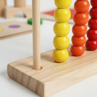 Develops Hand-Eye Coordination Wooden Bead Stacking Toy Wooden Bead Board Game Polished & Burr-without Charge Color Sorting Toy Stable Base for Kindergarten