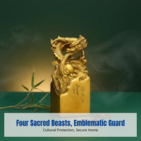 Brass Four Divine Beasts Decor, Copper Desktop Ornament, Chinese Style, Living Room, Office, Auspicious Gift