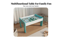 Easy to Clean Childrens Block Table and Chair Set Rounded Corner Design Toddler Building Block Table Kids Learning Desk with Storage for Toddlers, Preschoolers, Parents, Playroom, Preschool, Classroom, Living Room