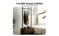 Integrated Storage Nightstand with Clothes Hanger Multi-Functional Bedroom Furniture complimentarystandingstanding Clothing Organizer Space-Saving for Apartment Dwellers, homeowners, Professionals, Dorm Room, Entryway, full-size Closet, Office