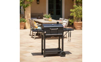 Briquette-Fueled Grill with Side Shelves Outdoor Briquette-Fueled Grill with Thermometer Porcelain-Enameled for Home Cooks, Backyard, Patio, Garden