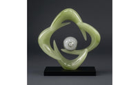 Abstract Openwork Sculpture Base Jade Crystal Ornament Shiny Finish Jade Look Ornament