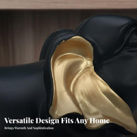 Light Luxury Design Black and Gold Elephant Statue Premium Quality Thai Design Elephant Ornament Fine Craftsmanship for Office, Coffee Table