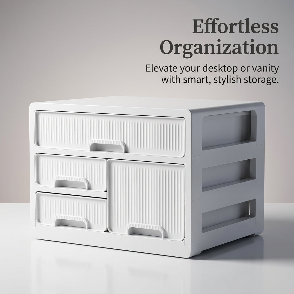 Desktop Drawer Organizer with Compartments, Desk Storage Box for Office Supplies, Pull-Out Drawers for Stationery Makeup, Large Capacity
