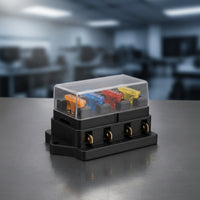 Transparent Cover Four-Way Blade Fuse Holder Metal Terminals Standard Blade Fuse Holder Mounting Base Automotive Electrical Part Screw Mount