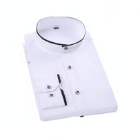 Stand Up neck Shirt No ironing Long Sleeve Tailored Shirt All Season for Office