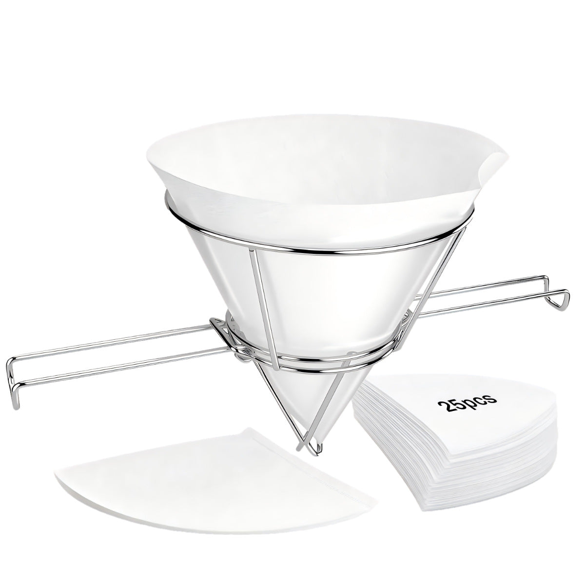 10-Inch Conical Filter Paper Holder Set - Professional Syrup and Frying Oil Filter Stand with 25 Filter Cloths
