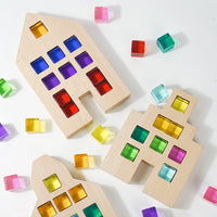 Acrylic High-Transparency Cube Building Blocks Rainbow Translucent Gem Blocks for Kids Creative Assembly Toy