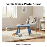 Rounded Corners Molded Plastic Play Table and Chairs Easy to Clean Minimalist Plastic Furniture Set Stable Design kids' Furnishings Multifunctional for Toddlers, Preschoolers, Reading Corner, Kindergarten, Preschool, Daycare