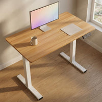 Height-Adjustable Desk White Frame Electric Standing Desk Wide Flat Feet