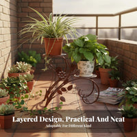European aesthetic 2-Tier Planter Holder Floor-Standing 2-Tier Plant Stand Decorative blossom shelf spaceSaving for Indoor Gardeners, home dwellers, Balcony, Living Room, Entryway, Corner