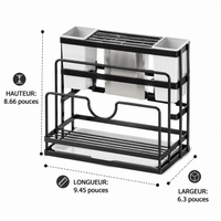 Hygienic Knife Block, Knife and Utensil Holder, Carbon Steel, Modern Countertop Storage, Integrated Block