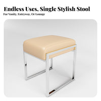 Nordic Aesthetic Upholstered Vanity Seat Minimalist Design Stool Versatile Use Ottoman High-Resilience Cushion for Homeowners, Adults, Women, Dressing Room, Makeup Station, Entryway, Home Office