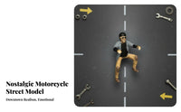 1:64 Motorcycle Motorcyclist Figure Hand-Painted 1:64 Scale Miniature Scene Person Retro Motorcyclist Figurine Highly Detailed