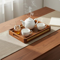 Wooden Tray with Handles Rounded Corners Household Item Easy to Carry