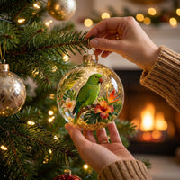 Shatterproof Feathered Bird Ball Ornament Lifelike Design 3D Bird Christmas Ball Glitter Accent Holiday Decoration for Easter, Xmas, Christmas, Halloween, Homeowners, Families, Window Display