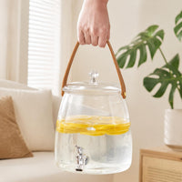 Large Capacity Household Beverage Dispenser with Electroplated Faucet, Food-Grade Plastic Tea Water Separator for Summer Ice Drinks