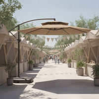 Cantilever Patio Umbrella Ventilated Top Cantilever Umbrella with Base Crank-Open for Homeowners, Vendors, Garden, Backyard, Balcony
