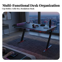 RGB Gaming Desk Includes Headphone Hook Carbon Fiber Gaming Desk Large Desktop Carbon Fiber Computer Table for E-Sports Participants, Teens, Bedroom
