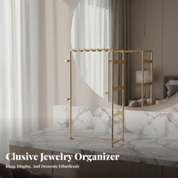 Earring and Necklace Rack Multi-Functional Necklace and Earring Holder Space-Saving Jewelry Display Stand for Women, Teenagers, Dresser, Bedroom, Desk