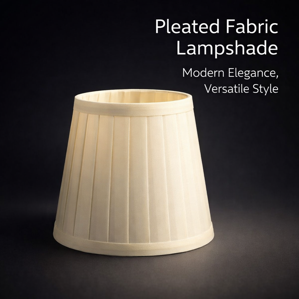 Bedside Table Lamp Shade with Pleated Textile for Bedroom Lighting, Tapered Drum Lampshade Fits Multiple Types, Compact Design