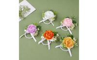 Wedding Corsage Handmade Rose Boutonniere Corsage with Ribbon Rustic Floral Accessory Elegant for Bridesmaids, Ceremony, Prom