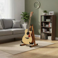 Solid Wood Portable Wooden Instrument Holder Anti-Scratch Padding Wooden Guitar Stand Triangular Instrument Stand for Guitarists