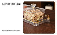 Removable Compartments Lidded Divided Serving Tray Easy to Clean Divided Serving Tray with Lids Crystal Clear Design for Living Room, Bar