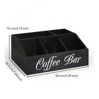 Coffee Bar Organizer Wooden Desktop Coffee Organizer Storage Box Divided Holder Slanted for Office Breakroom